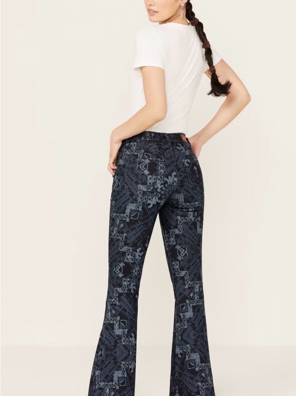 Shyanne Blue Patterned Flare Jeans 29 x 34
